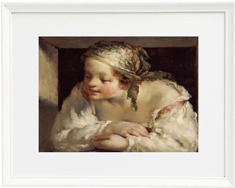 Jean-François Millet – Junge Frau 1844 | Giclée Kunstdruck gerahmt