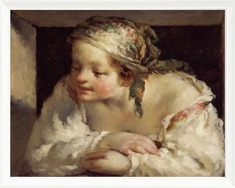Jean-François Millet – Junge Frau 1844 | Giclée Kunstdruck gerahmt