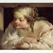 Jean-François Millet – Junge Frau 1844 | Giclée Kunstdruck gerahmt