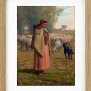 Jean-François Millet – Junges Mädchen bewacht ihre Schafe 1860 | Giclée Kunstdruck gerahmt