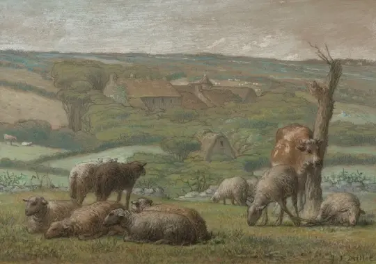 Jean-François Millet | Landskab - 1840 | Indrammet kunsttryk | Realisme