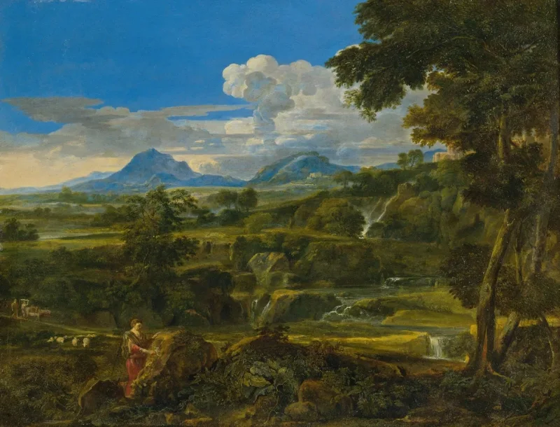 Jean-François Millet – Landschaft mit Hirten 1868 | Giclée Kunstdruck gerahmt