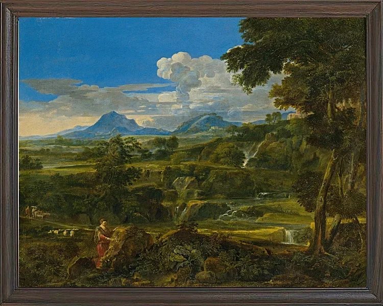 Jean-François Millet – Landschaft mit Hirten 1868 | Giclée Kunstdruck gerahmt