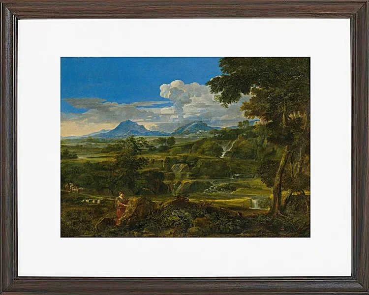 Jean-François Millet – Landschaft mit Hirten 1868 | Giclée Kunstdruck gerahmt