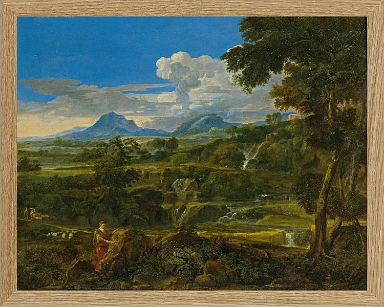 Jean-François Millet – Landschaft mit Hirten 1868 | Giclée Kunstdruck gerahmt