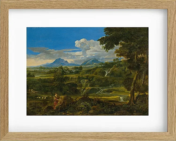 Jean-François Millet – Landschaft mit Hirten 1868 | Giclée Kunstdruck gerahmt
