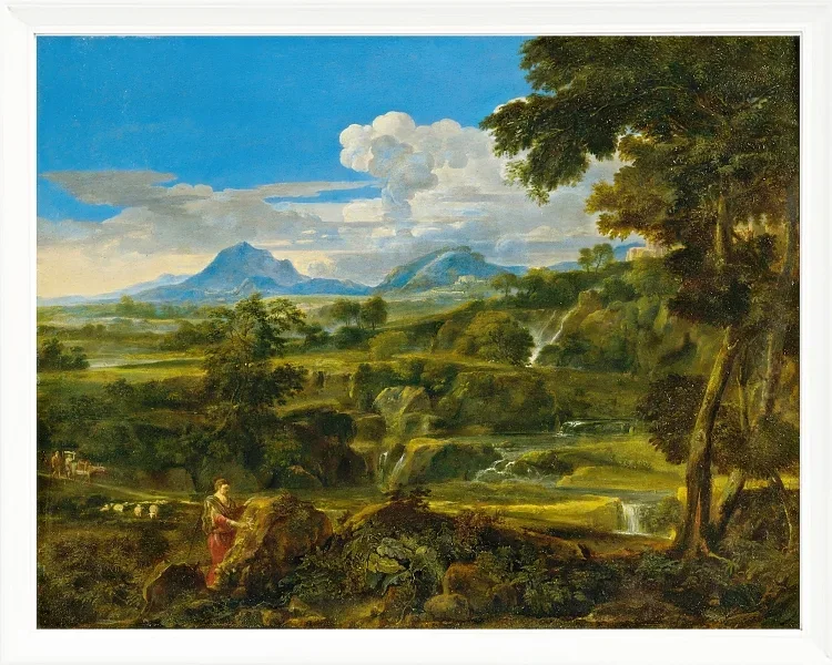 Jean-François Millet – Landschaft mit Hirten 1868 | Giclée Kunstdruck gerahmt