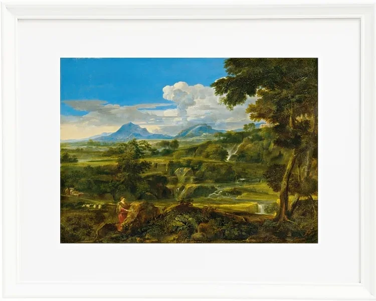 Jean-François Millet – Landschaft mit Hirten 1868 | Giclée Kunstdruck gerahmt