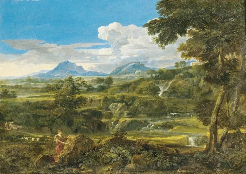 Jean-François Millet | Landskab med hyrder - 1868 | Indrammet kunsttryk | Realisme