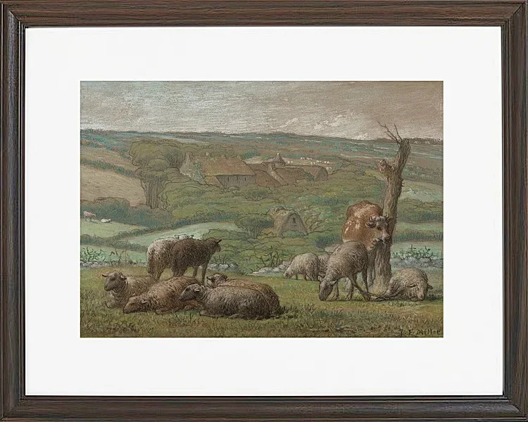 Jean-François Millet – Ländliche Landschaft 1840 | Giclée Kunstdruck gerahmt