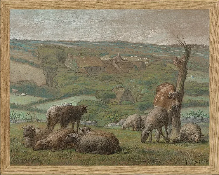 Jean-François Millet – Ländliche Landschaft 1840 | Giclée Kunstdruck gerahmt