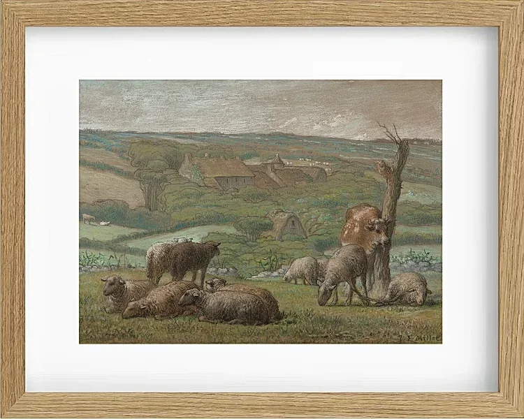 Jean-François Millet – Ländliche Landschaft 1840 | Giclée Kunstdruck gerahmt