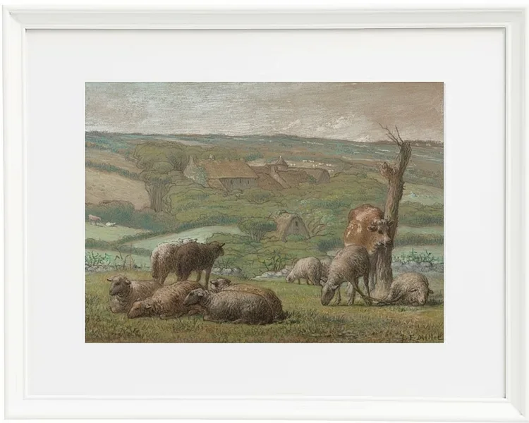 Jean-François Millet – Ländliche Landschaft 1840 | Giclée Kunstdruck gerahmt