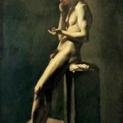 Jean-François Millet | Mandlig nøgenfigur – 1845 | Indrammet kunsttryk | Realisme