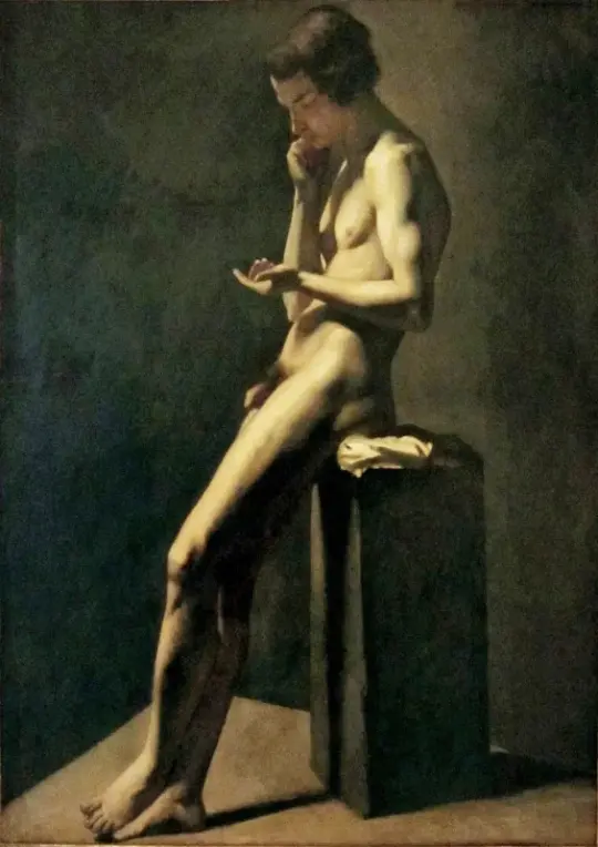 Jean-François Millet | Mandlig nøgenfigur – 1845 | Indrammet kunsttryk | Realisme
