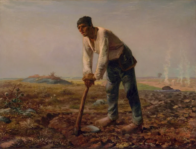 Jean-François Millet – Mann mit Hacke 1858 | Giclée Kunstdruck gerahmt