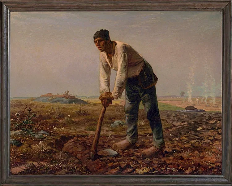 Jean-François Millet – Mann mit Hacke 1858 | Giclée Kunstdruck gerahmt