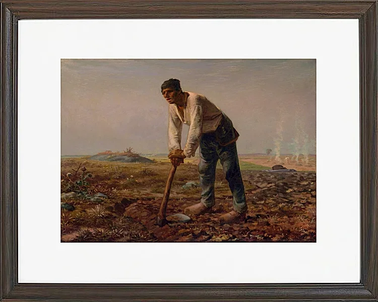 Jean-François Millet – Mann mit Hacke 1858 | Giclée Kunstdruck gerahmt