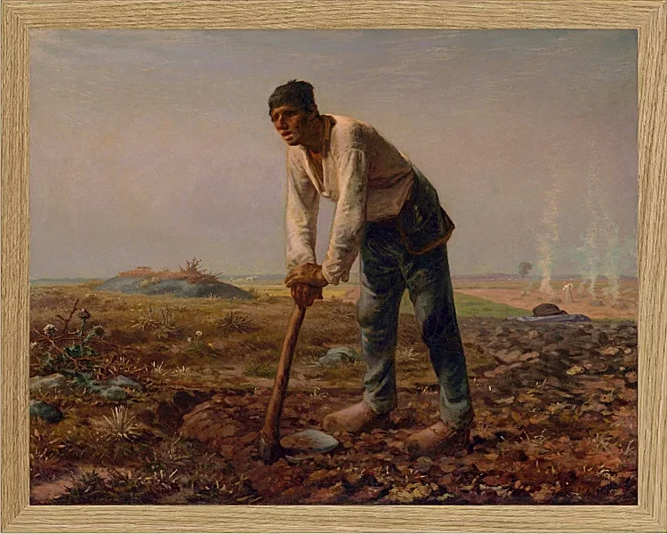 Jean-François Millet – Mann mit Hacke 1858 | Giclée Kunstdruck gerahmt