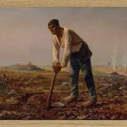 Jean-François Millet – Mann mit Hacke 1858 | Giclée Kunstdruck gerahmt