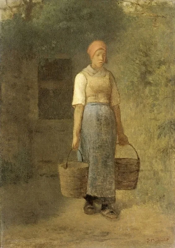 Jean-François Millet | Mädchen trägt Wasser – 1855 | Gerahmter Kunstdruck | Realismus