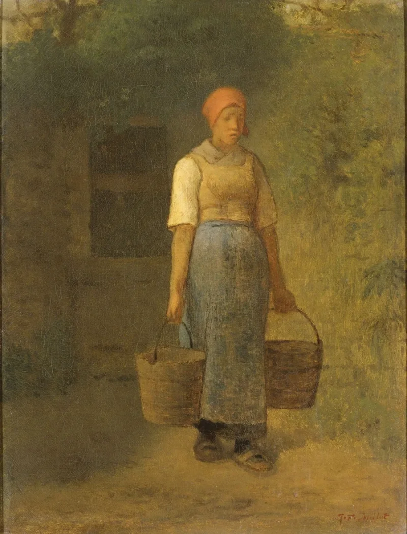 Jean-François Millet – Mädchen trägt Wasser 1855 | Giclée Kunstdruck gerahmt