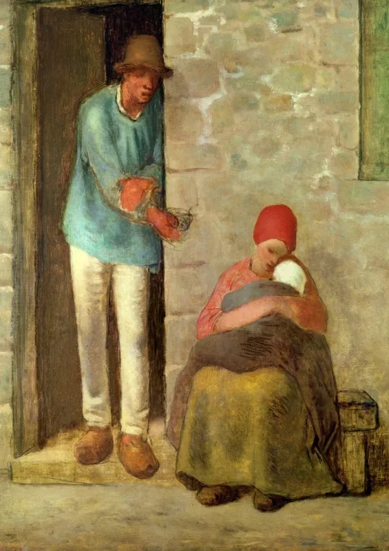 Jean-François Millet | Nahrung - 1858 | Gerahmter Kunstdruck | Realismus