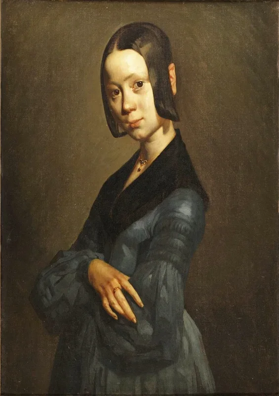 Jean-François Millet | Pauline Ono i blåt – 1842 | Indrammet kunsttryk | Realisme