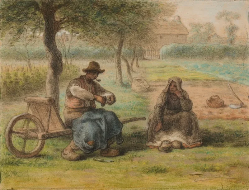 Jean-François Millet – Ruhe mitten am Tag 1858 | Giclée Kunstdruck gerahmt