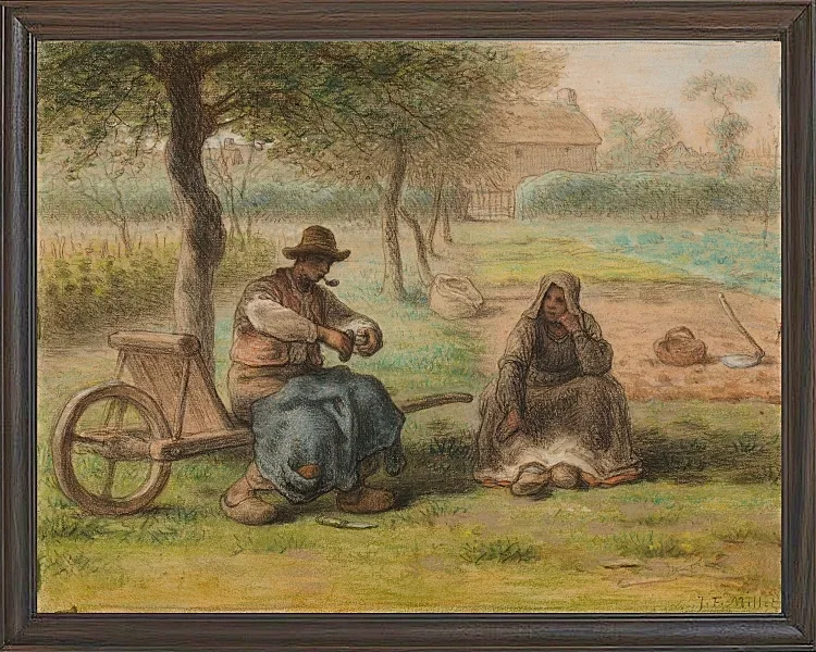 Jean-François Millet – Ruhe mitten am Tag 1858 | Giclée Kunstdruck gerahmt