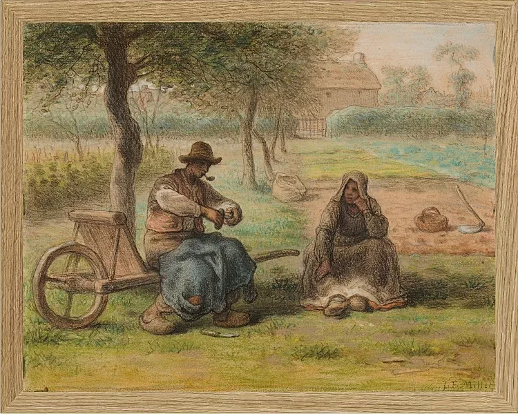 Jean-François Millet – Ruhe mitten am Tag 1858 | Giclée Kunstdruck gerahmt