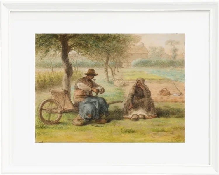 Jean-François Millet – Ruhe mitten am Tag 1858 | Giclée Kunstdruck gerahmt