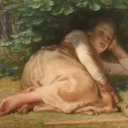 Jean-François Millet – Schäferin schläft im Schatten eines Eichenstrauchs 1874 | Giclée Kunstdruck gerahmt
