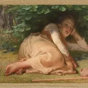 Jean-François Millet – Schäferin schläft im Schatten eines Eichenstrauchs 1874 | Giclée Kunstdruck gerahmt