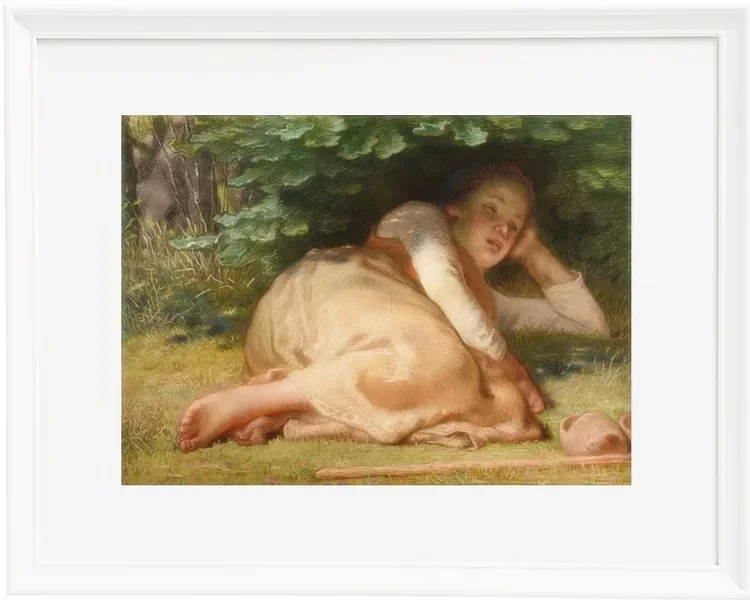 Jean-François Millet – Schäferin schläft im Schatten eines Eichenstrauchs 1874 | Giclée Kunstdruck gerahmt