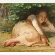 Jean-François Millet – Schäferin schläft im Schatten eines Eichenstrauchs 1874 | Giclée Kunstdruck gerahmt