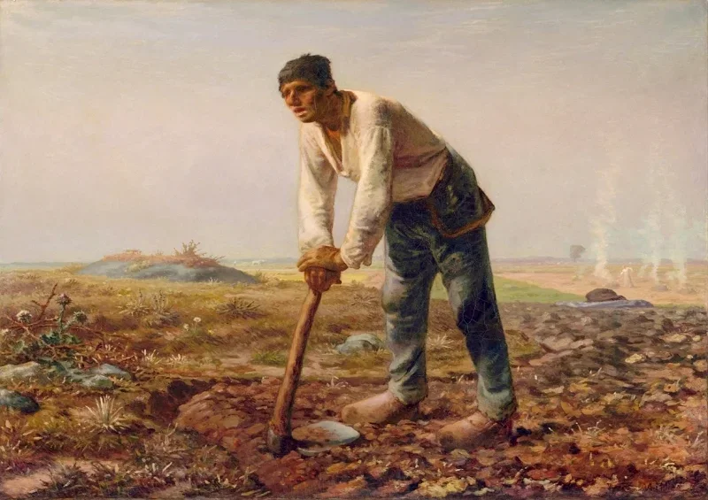 Jean-François Millet | Mand med en hakke - 1858 | Indrammet kunsttryk | Realisme