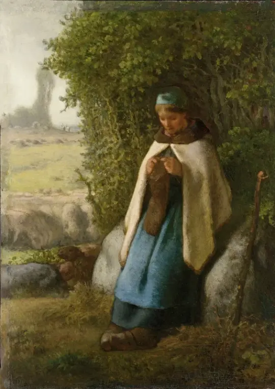 Jean-François Millet | Hyrdinde siddende på en klippe – 1856 | Indrammet kunsttryk | Realisme