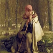 Jean-François Millet | Sitzende Schäferin – 1852 | Gerahmter Kunstdruck | Realismus