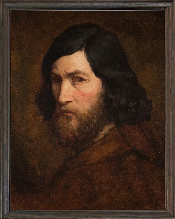 Jean-François Millet – Selbstbildnis 1850 | Giclée Kunstdruck gerahmt