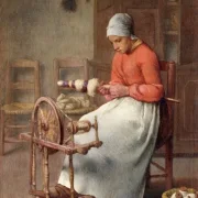 Jean-François Millet | Spinnende Frau – 1855 | Gerahmter Kunstdruck | Realismus