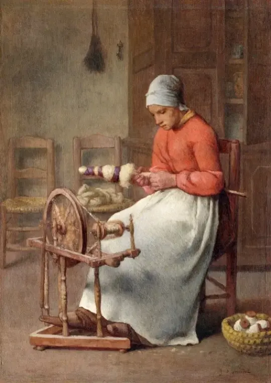 Jean-François Millet | Spindende kvinde - 1855 | Indrammet kunsttryk | Realisme