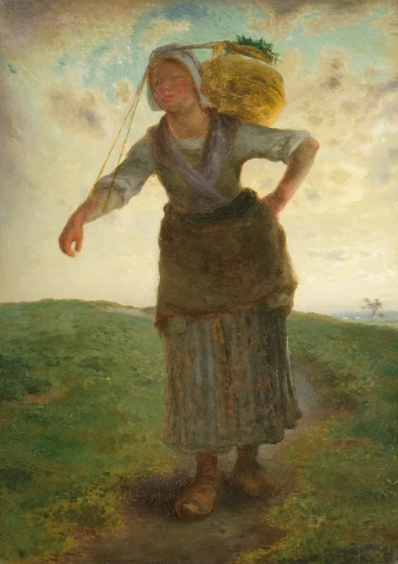 Jean-François Millet | En normannisk malkepige i Gréville – 1871 | Indrammet kunsttryk | Realisme