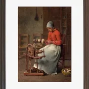 Jean-François Millet – Spinnende Frau 1855 | Giclée Kunstdruck gerahmt