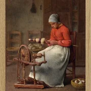 Jean-François Millet – Spinnende Frau 1855 | Giclée Kunstdruck gerahmt