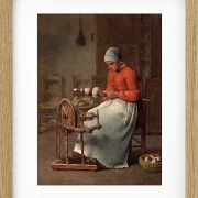 Jean-François Millet – Spinnende Frau 1855 | Giclée Kunstdruck gerahmt