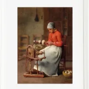 Jean-François Millet – Spinnende Frau 1855 | Giclée Kunstdruck gerahmt
