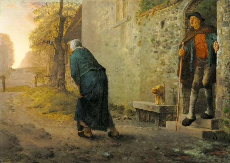 Jean-François Millet | Warten - 1860 | Gerahmter Kunstdruck | Realismus