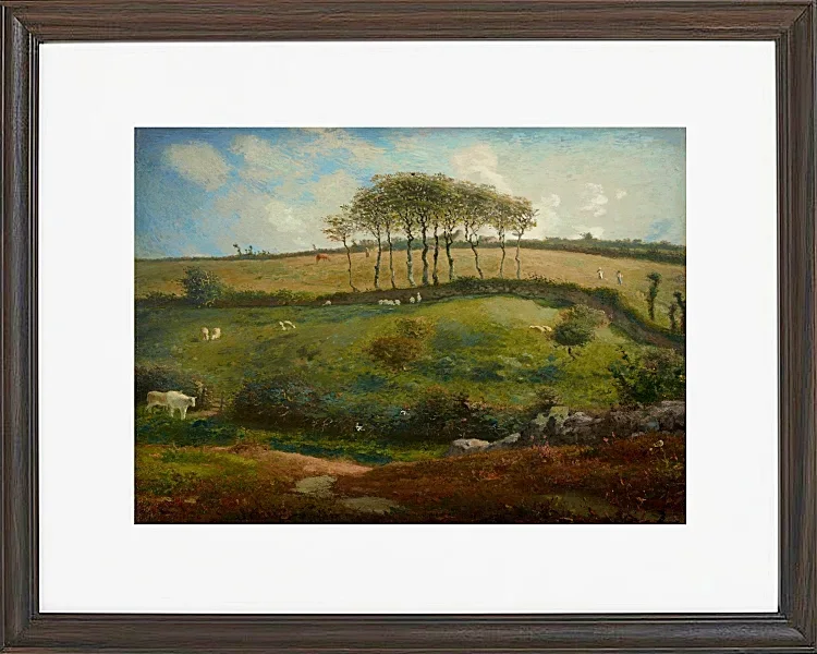 Jean-François Millet – Weide bei Cherbourg 1871 | Giclée Kunstdruck gerahmt