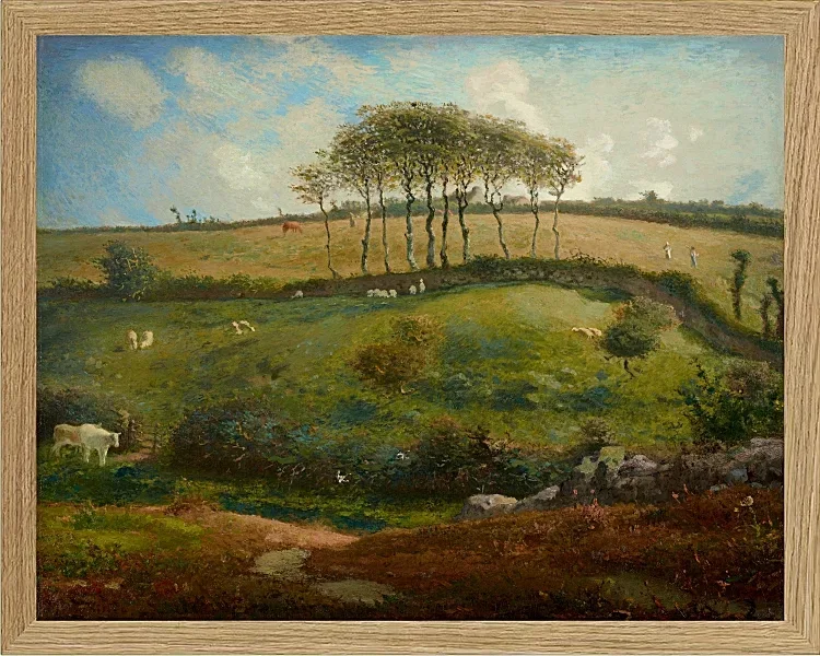 Jean-François Millet – Weide bei Cherbourg 1871 | Giclée Kunstdruck gerahmt